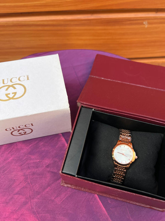 GUC 507 - Classic Rosegold Gucci with White Dial