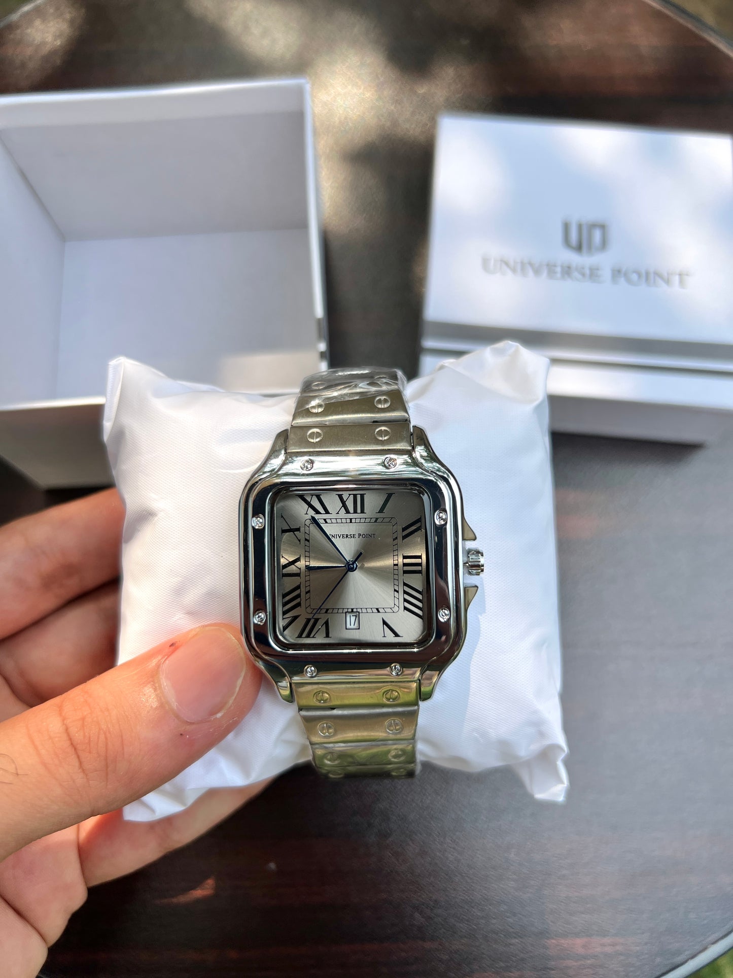 UPT - 203: Universe Point (Cartier Style) Silver with Square Silver Dial and Date