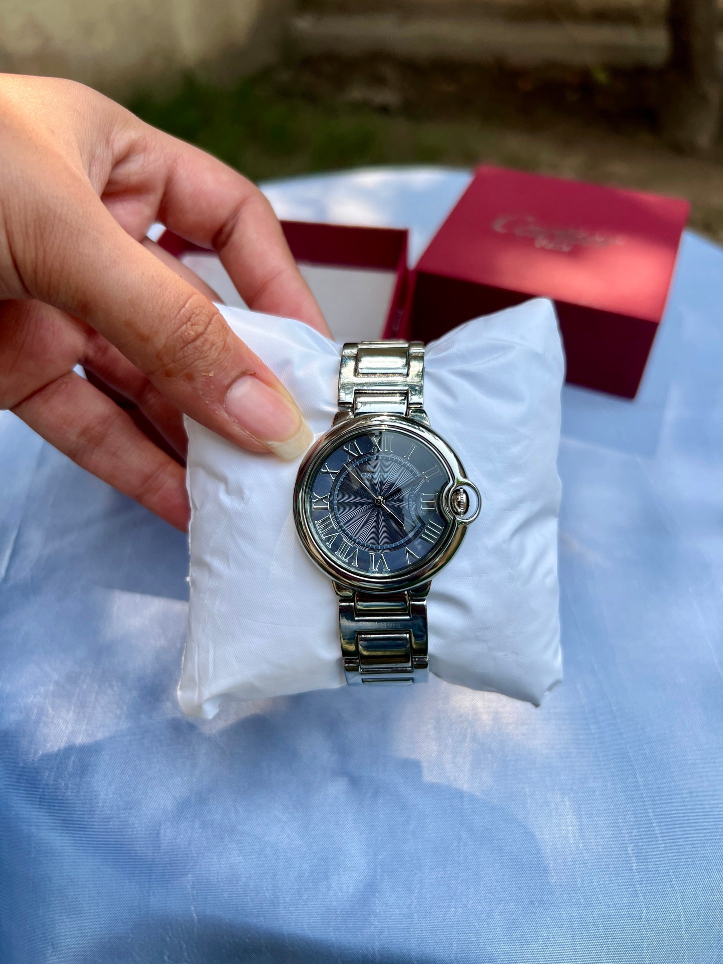 CRT 408 - Cartier Ballon Bleu Silver with Navy Blue Dial