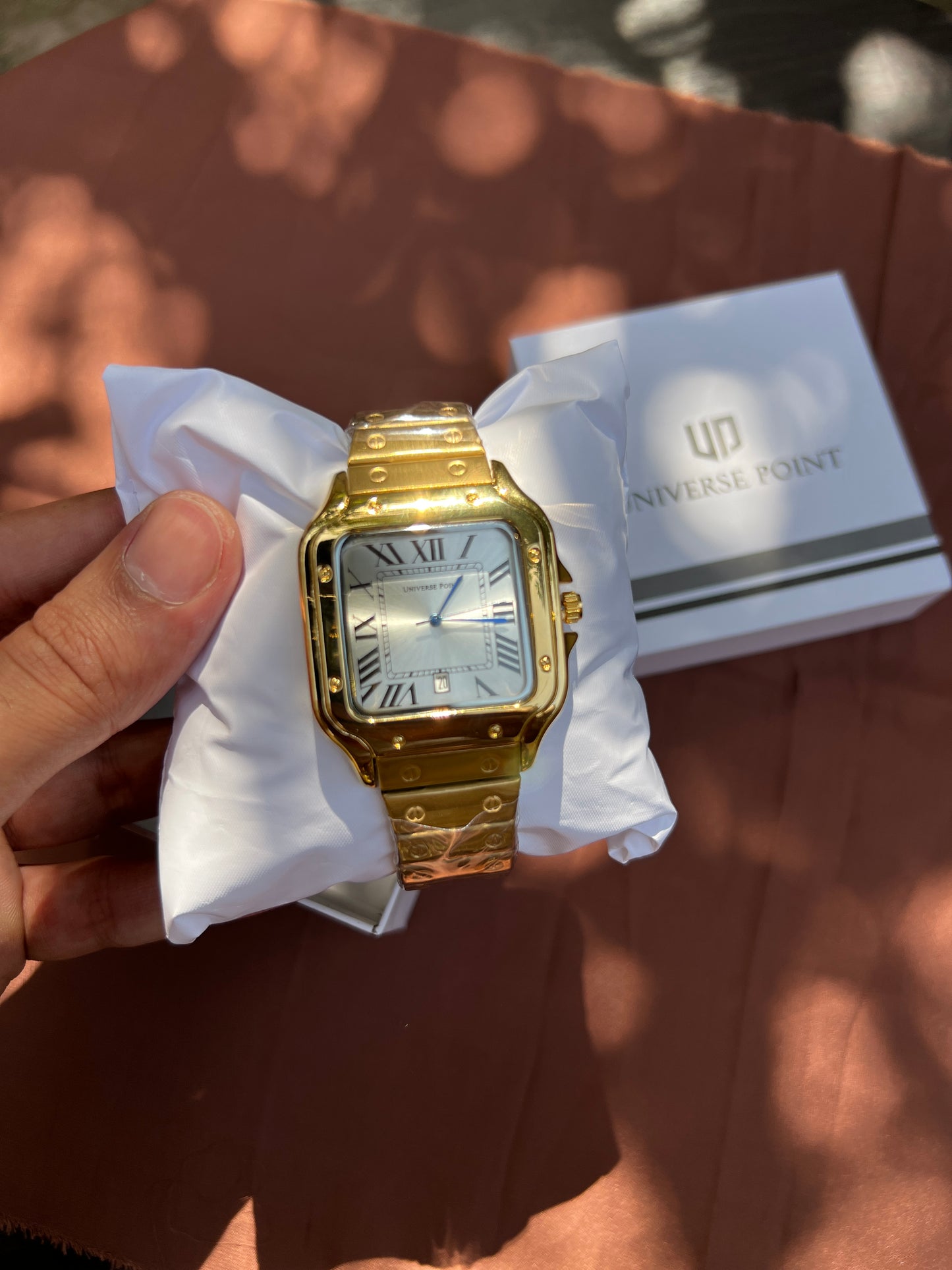 UPT - 201: Universe Point (Cartier Style) Gold with Silver Dial and Date