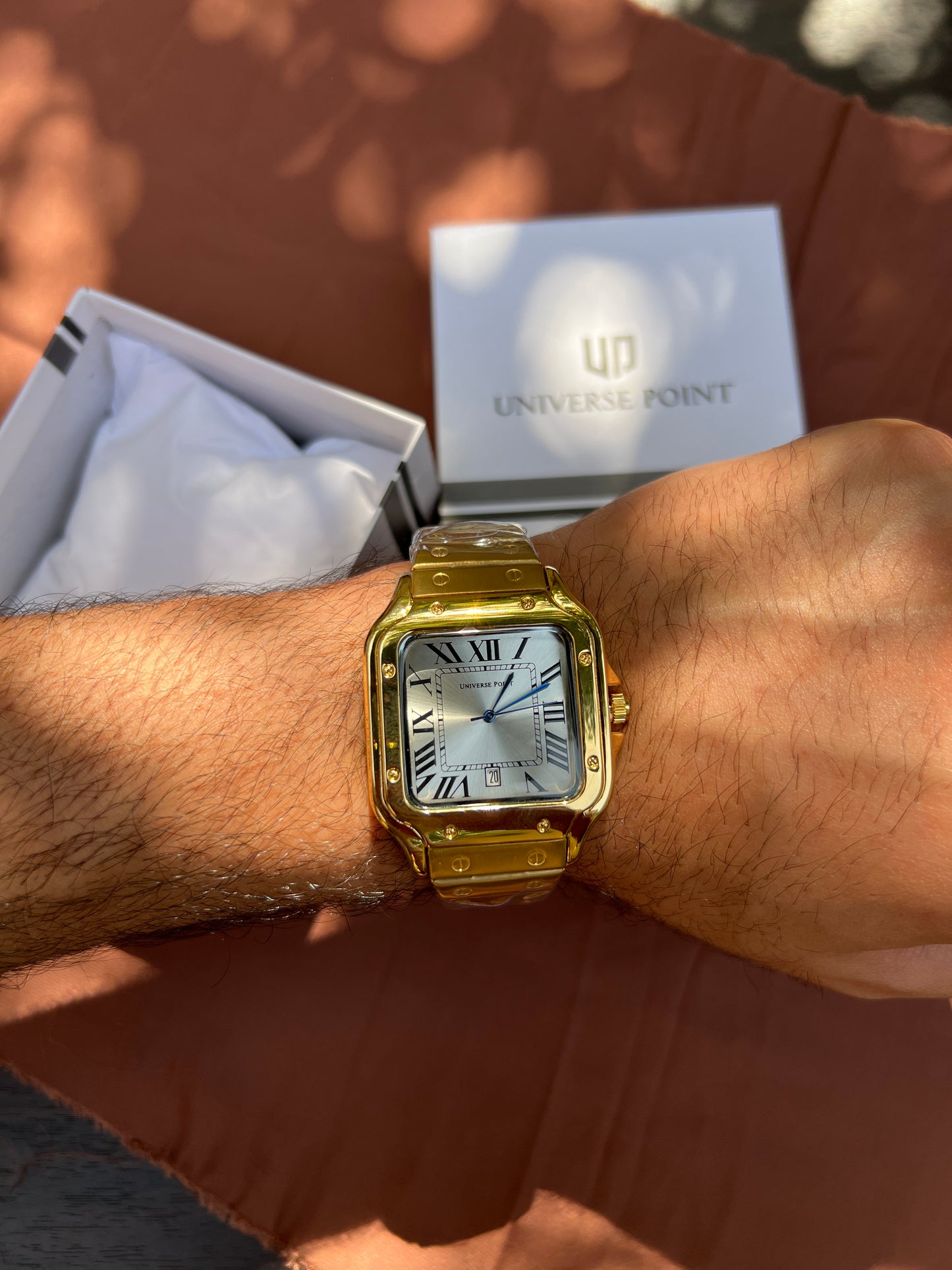 UPT - 201: Universe Point (Cartier Style) Gold with Silver Dial and Date